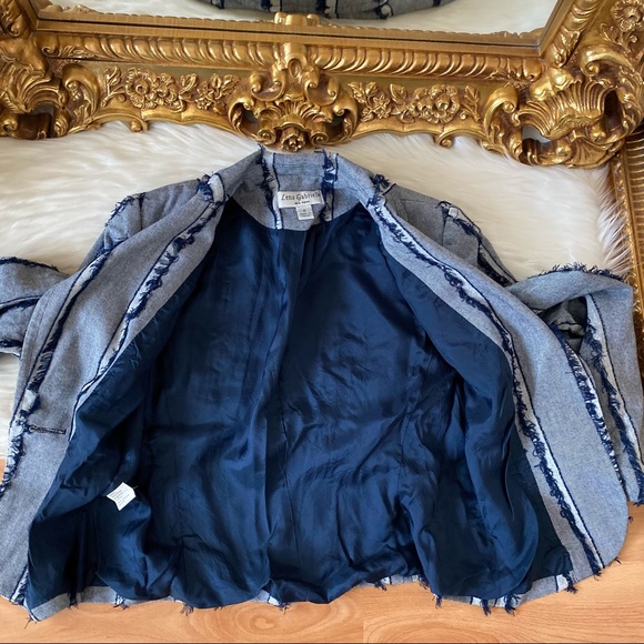 Lena Gabrielle NewYork Eyelash Trim Jacket Blazer - Picture 8 of 10
